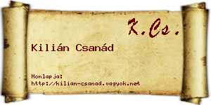 Kilián Csanád névjegykártya